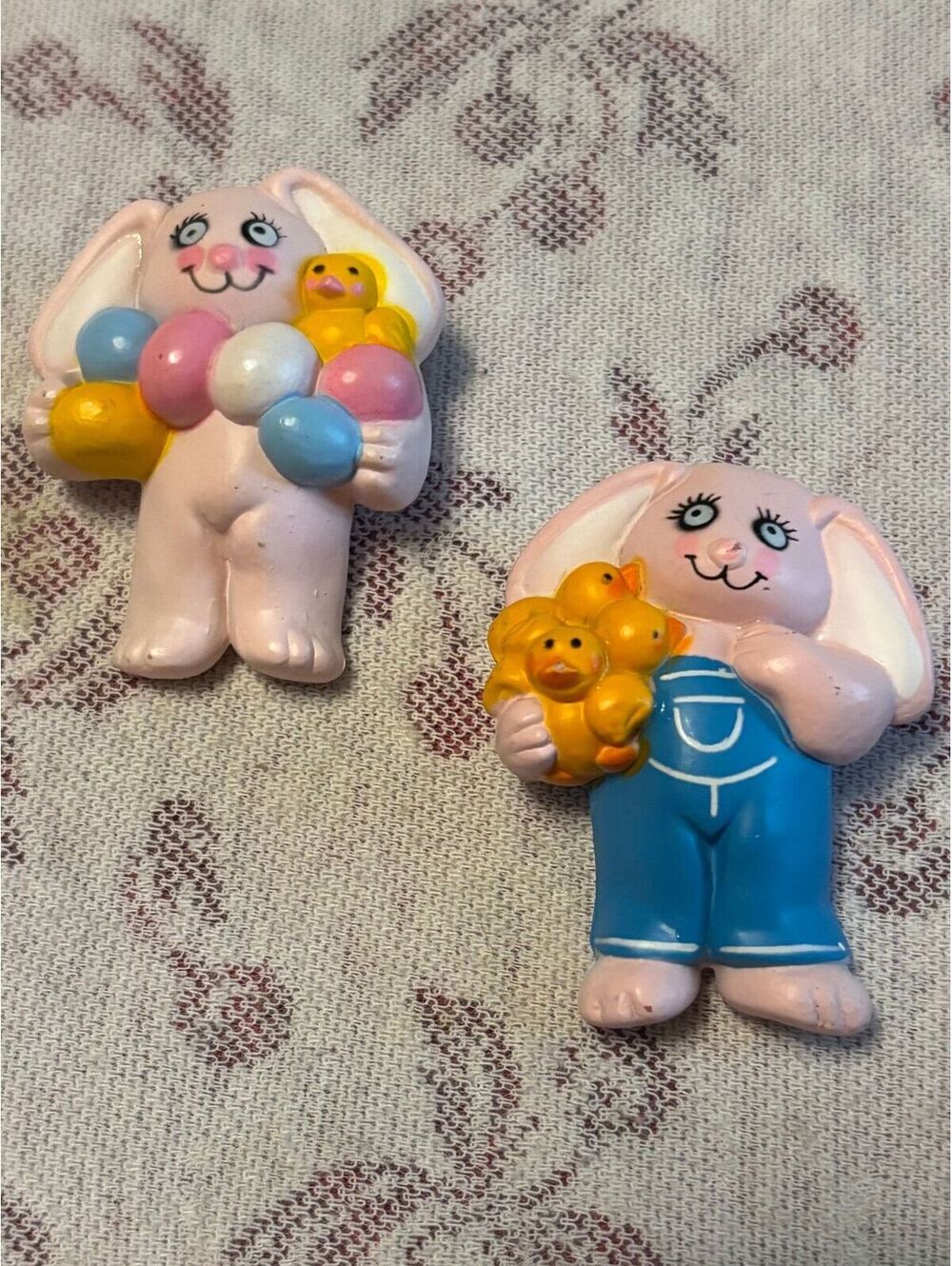 1980’s S. Lehman Easter Unlimited Easter Bunny Brooch Pin Pair
